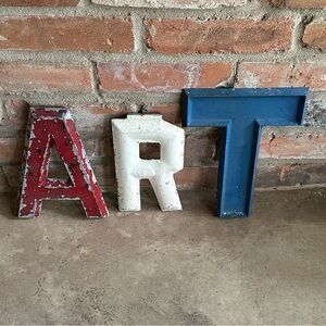 Vintage Style Red, White, and Blue Metal Letters